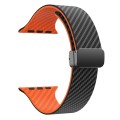 For Apple Watch Series 8 45mm Carbon Fiber Magnetic Black Buckle Watch Band(Black Orange)