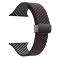 For Apple Watch SE 2022 44mm Carbon Fiber Magnetic Black Buckle Watch Band(Dark Brown Black)