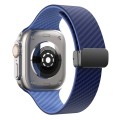 For Apple Watch Series 7 45mm Carbon Fiber Magnetic Black Buckle Watch Band(Royal Blue Light Blue)