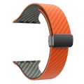 For Apple Watch SE 40mm Carbon Fiber Magnetic Black Buckle Watch Band(Orange Grass)