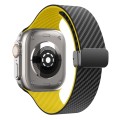 For Apple Watch SE 40mm Carbon Fiber Magnetic Black Buckle Watch Band(Black Yellow)