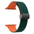 For Apple Watch SE 40mm Carbon Fiber Magnetic Black Buckle Watch Band(Deep Green Orange)