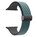For Apple Watch SE 44mm Carbon Fiber Magnetic Black Buckle Watch Band(Deep Green Black)