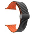 For Apple Watch Series 6 44mm Carbon Fiber Magnetic Black Buckle Watch Band(Black Orange)
