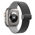 For Apple Watch Series 5 40mm Carbon Fiber Magnetic Black Buckle Watch Band(Black Grey)