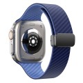 For Apple Watch Series 3 42mm Carbon Fiber Magnetic Black Buckle Watch Band(Royal Blue Light Blue)