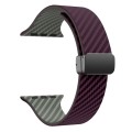 For Apple Watch Series 3 42mm Carbon Fiber Magnetic Black Buckle Watch Band(Purple Green)
