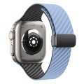 For Apple Watch Series 3 42mm Carbon Fiber Magnetic Black Buckle Watch Band(Light Blue Black)