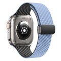 For Apple Watch 42mm Carbon Fiber Magnetic Black Buckle Watch Band(Light Blue Black)