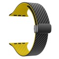 For Apple Watch 38mm Carbon Fiber Magnetic Black Buckle Watch Band(Black Yellow)