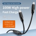 1.2m 100W USB-C / Type-C to USB-C / Type-C + 8 Pin Fast Charging Data Cable(Black)