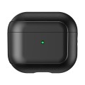For AirPods 3 Electroplated Leather Texture Wireless Earphones Protective Case(Black)