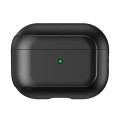 For AirPods Pro Electroplated Leather Texture Wireless Earphones Protective Case(Black)