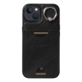 For iPhone 13 Calf Texture Card Slot Ring Holder Phone Case(Black)