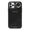 For iPhone 11 Pro Calf Texture Card Slot Ring Holder Phone Case(Black)