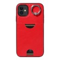For iPhone 11 Calf Texture Card Slot Ring Holder Phone Case(Red)