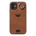 For iPhone 11 Calf Texture Card Slot Ring Holder Phone Case(Brown)