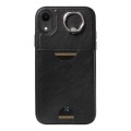 For iPhone XR Calf Texture Card Slot Ring Holder Phone Case(Black)
