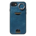 For  iPhone 2022 / 2020 / 8 / 7 Calf Texture Card Slot Ring Holder Phone Case(Blue)