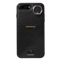 For  iPhone  8 Plus / 7 Plus Calf Texture Card Slot Ring Holder Phone Case(Black)