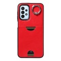 For Samsung Galaxy A23 Calf Texture Card Slot Ring Holder Phone Case(Red)