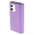 For iPhone 11 Zipper Multi-Card Wallet Rhombic Leather Phone Case(Purple)