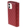 For iPhone 11 Zipper Multi-Card Wallet Rhombic Leather Phone Case(Red)