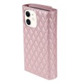 For iPhone 11 Zipper Multi-Card Wallet Rhombic Leather Phone Case(Rose Gold)