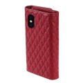 For iPhone X / XS Zipper Multi-Card Wallet Rhombic Leather Phone Case(Red)
