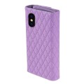 For iPhone XR Zipper Multi-Card Wallet Rhombic Leather Phone Case(Purple)
