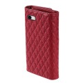 For iPhone 7 / 8 / SE 2022 Zipper Multi-Card Wallet Rhombic Leather Phone Case(Red)