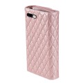 For iPhone 7 Plus / 8 Plus Zipper Multi-Card Wallet Rhombic Leather Phone Case(Rose Gold)