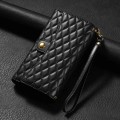 For Xiaomi Redmi Note 11S 4G / 11 4G Zipper Multi-Card Wallet Rhombic Leather Phone Case(Black)