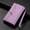 For Xiaomi Redmi Note 11S 4G / 11 4G Zipper Multi-Card Wallet Rhombic Leather Phone Case(Purple)