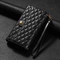 For Xiaomi Redmi Note 11 Pro 5G / 4G Zipper Multi-Card Wallet Rhombic Leather Phone Case(Black)