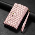 For Xiaomi Redmi Note 12 5G Zipper Multi-Card Wallet Rhombic Leather Phone Case(Rose Gold)