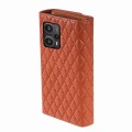 For Xiaomi Redmi Note 12 5G Zipper Multi-Card Wallet Rhombic Leather Phone Case(Brown)