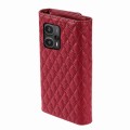 For Xiaomi Redmi Note 12 Pro+ 5G Zipper Multi-Card Wallet Rhombic Leather Phone Case(Red)