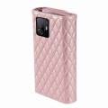 For Xiaomi Redmi 12 5G / 4G Zipper Multi-Card Wallet Rhombic Leather Phone Case(Rose Gold)