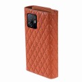 For Xiaomi Redmi 12 5G / 4G Zipper Multi-Card Wallet Rhombic Leather Phone Case(Brown)
