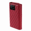 For Xiaomi 13T / 13T Pro Zipper Multi-Card Wallet Rhombic Leather Phone Case(Red)