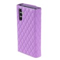 For Samsung Galaxy S23 FE 5G Zipper Multi-Card Wallet Rhombic Leather Phone Case(Purple)