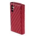 For Samsung Galaxy A54 5G Zipper Multi-Card Wallet Rhombic Leather Phone Case(Red)