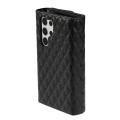 For Samsung Galaxy S23 Ultra 5G Zipper Multi-Card Wallet Rhombic Leather Phone Case(Black)