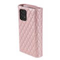 For Samsung Galaxy A73 5G Zipper Multi-Card Wallet Rhombic Leather Phone Case(Rose Gold)