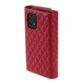 For Samsung Galaxy A33 5G Zipper Multi-Card Wallet Rhombic Leather Phone Case(Red)