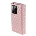 For Samsung Galaxy Note20 Zipper Multi-Card Wallet Rhombic Leather Phone Case(Rose Gold)
