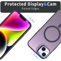 For iPhone 15 Plus Metal Invisible Camera Holder MagSafe Magnetic Phone Case(Purple)