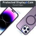 For iPhone 14 Pro Max Metal Invisible Camera Holder MagSafe Magnetic Phone Case(Purple)