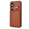 For Samsung Galaxy S24 5G YM007 Ring Holder Card Bag Skin Feel Phone Case(Brown)